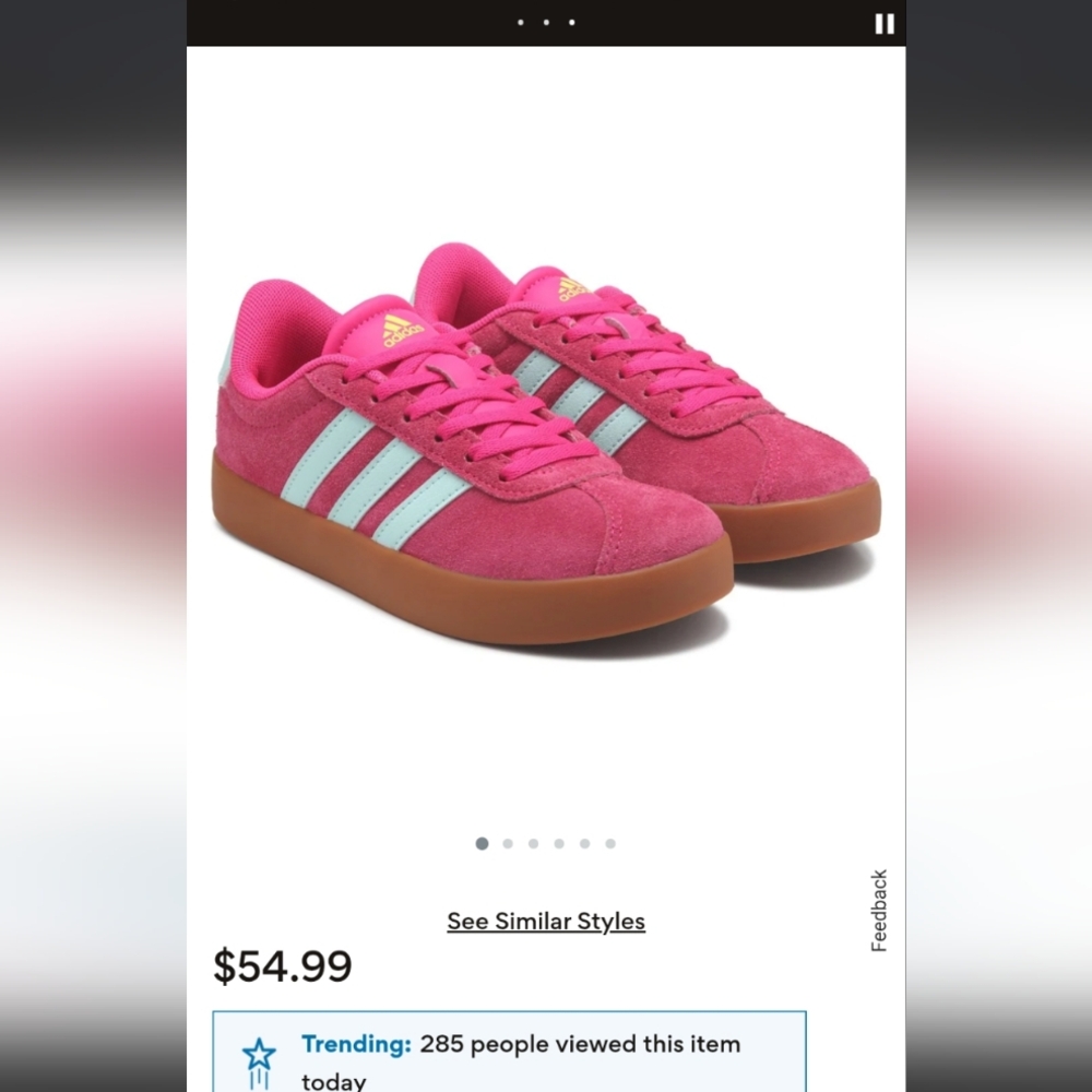 Adidas Vl Court 3.0 Girls Shoes Kid Size 1.5 NWT